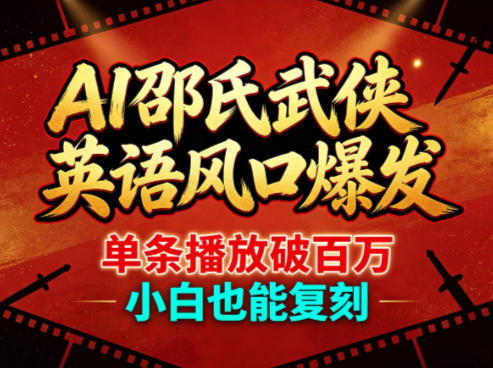 AI邵氏武侠英语风口爆发，单条播放破百万，小白也能复刻-网赚项目平台