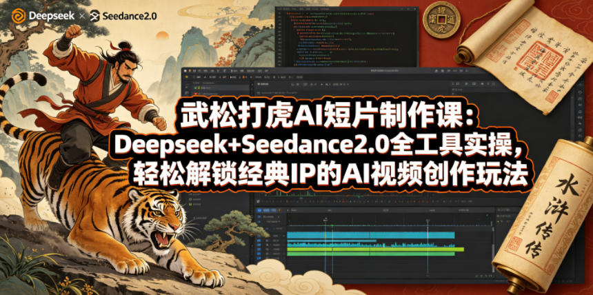 武松打虎AI短片制作课：Deepseek+Seedance2.0全工具实操，轻松解锁经典IP的AI视频创作玩法-网赚项目平台