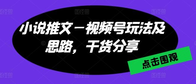 小说推文—视频号玩法及思路，干货分享-网赚项目平台
