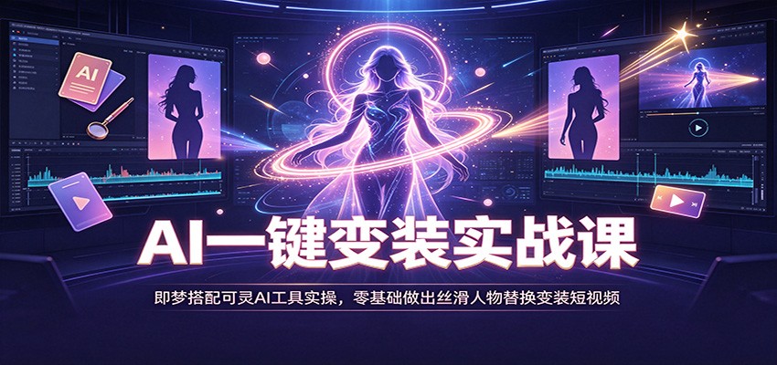 AI一键变装实战课：即梦搭配可灵AI工具实操，零基础做出丝滑人物替换变装短视频-网赚项目平台