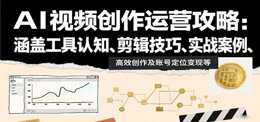 AI视频创作运营攻略：涵盖工具认知、剪辑技巧、实战案例、高效创作及账号定位变现等-网赚项目平台