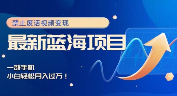 最新蓝海项目，靠禁止废话视频变现，一部手机，小白轻松月入过万！-网赚项目平台