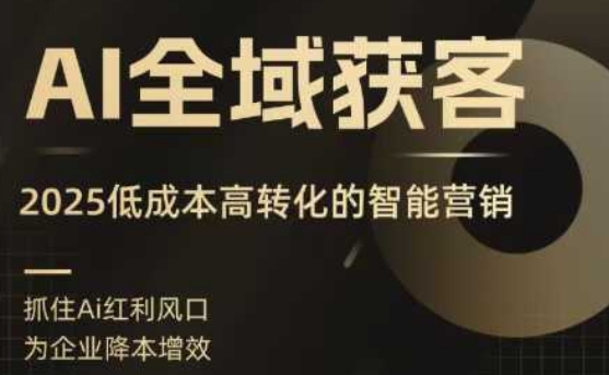 AI全域获客实训营,2025低成本高转化的智能营销,精准找客,高效营销-网赚项目平台
