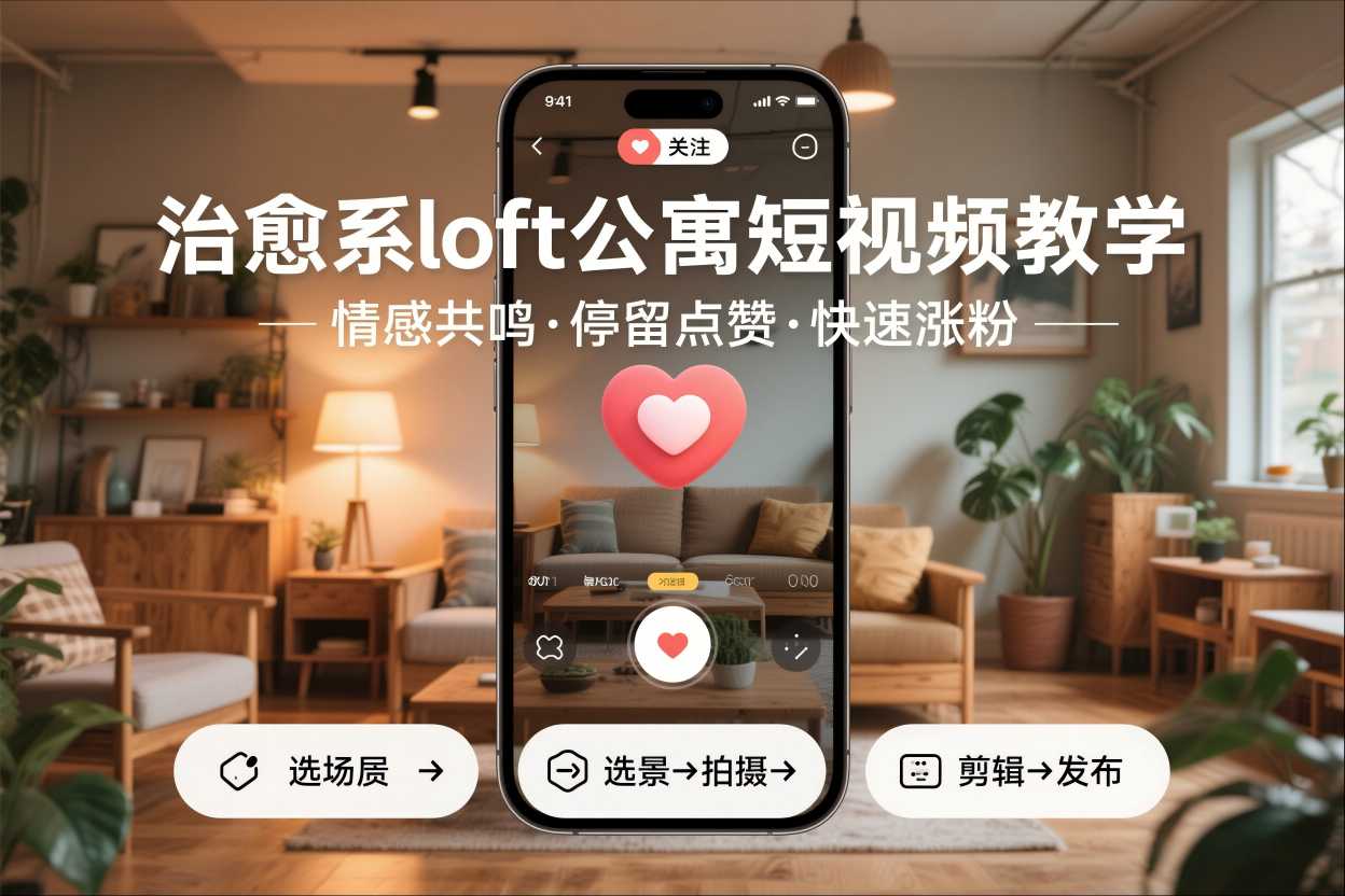 治愈系loft公寓短视频制作教学，情感共鸣引停留点赞关注，快速起号涨粉-网赚项目平台