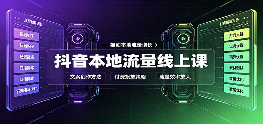 抖音本地流量线上课：账号搭建拍摄剪辑，文案创作与付费投放教学-网赚项目平台