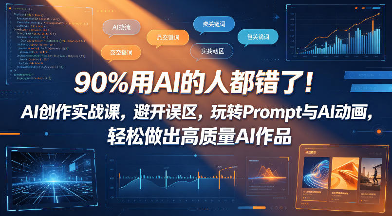 90%用AI的人都错了！AI创作实战课，避开误区，玩转Prompt与AI动画，轻松做出高质量AI作品-网赚项目平台