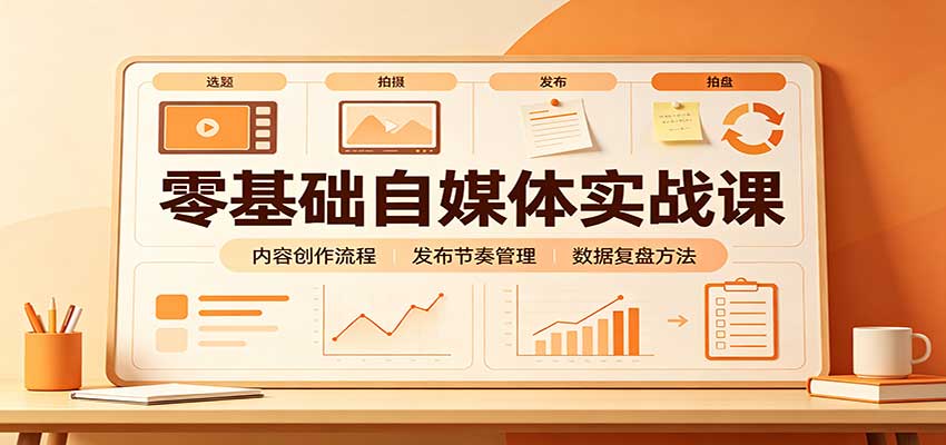 零基础自媒体实战课：赛道人设冷启动，内容创作复盘，公私域商业闭环-网赚项目平台