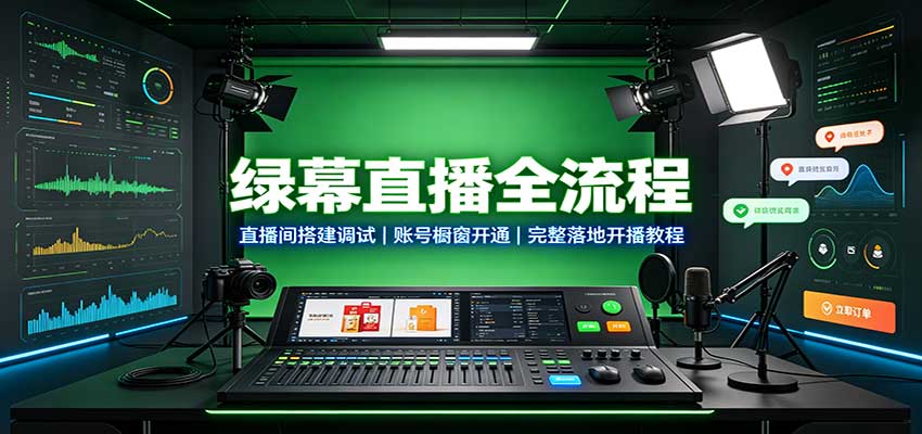 绿幕直播全流程：直播间搭建调试，账号橱窗开通，完整落地开播教程-网赚项目平台