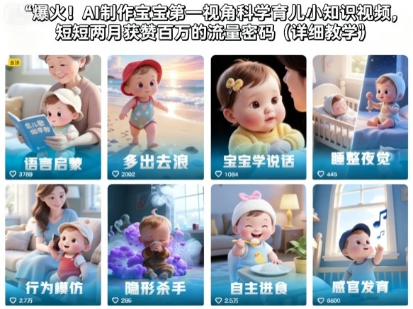 爆火！AI制作宝宝第一视角科学育儿小知识视频，短短两月获赞百万的流量密码(详细教学)-网赚项目平台