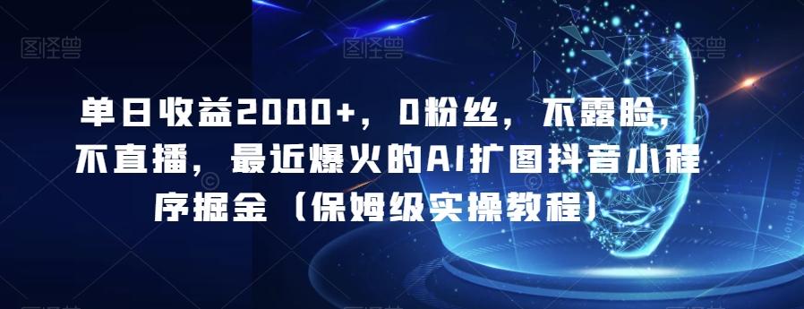 单日收益2000+，0粉丝，不露脸，不直播，最近爆火的AI扩图抖音小程序掘金（保姆级实操教程）-网赚项目平台