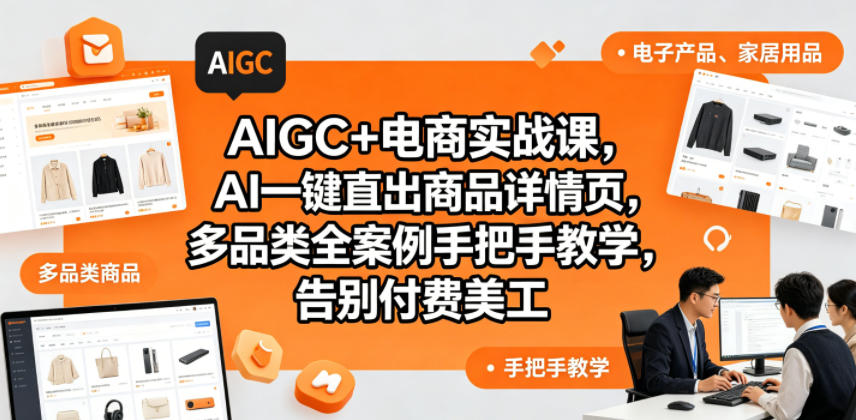 AIGC+电商实战课,AI一键直出商品详情页,多品类全案例手把手教学,告别付费美工(更新0725)