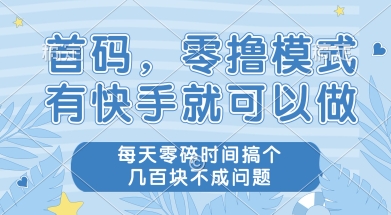 首码零撸项目，有快手就可以做，每天业务时间搞个几张不是问题【揭秘】-网赚项目平台