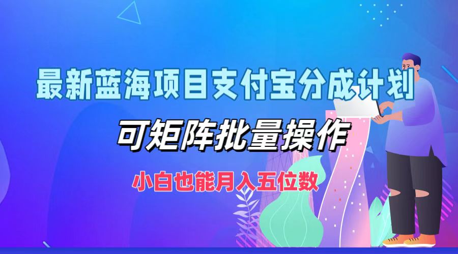 最新蓝海项目支付宝分成计划，可矩阵批量操作，小白也能月入五位数-网赚项目平台