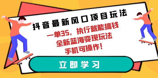 (9948期)抖音最新风口项目玩法，一单35，执行就能搞钱 全新蓝海变现玩法 手机可操作-网赚项目平台