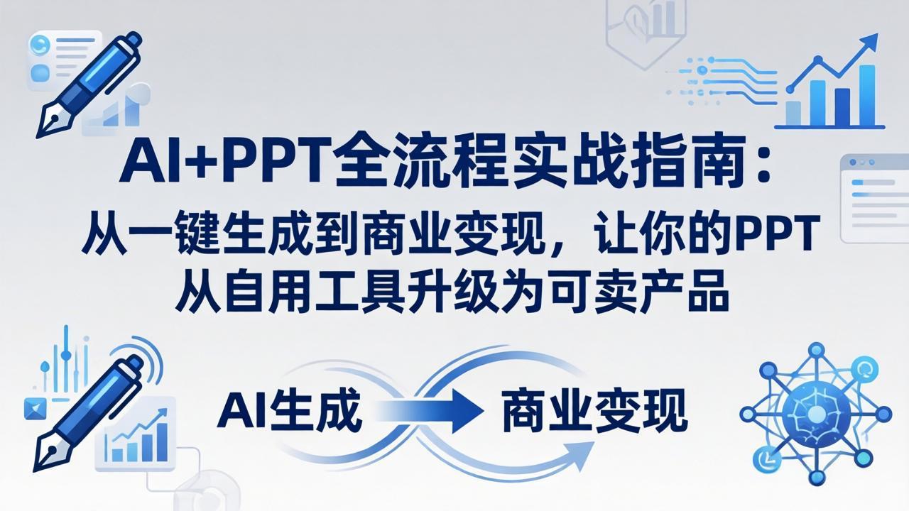 AI+PPT全流程实战指南-更新4月21：从一键生成到商业变现，让你的PPT从自用工具升级为可卖产品-网赚项目平台