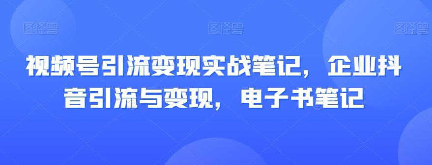 视频号引流变现实战笔记，企业抖音引流与变现，电子书笔记-网赚项目平台
