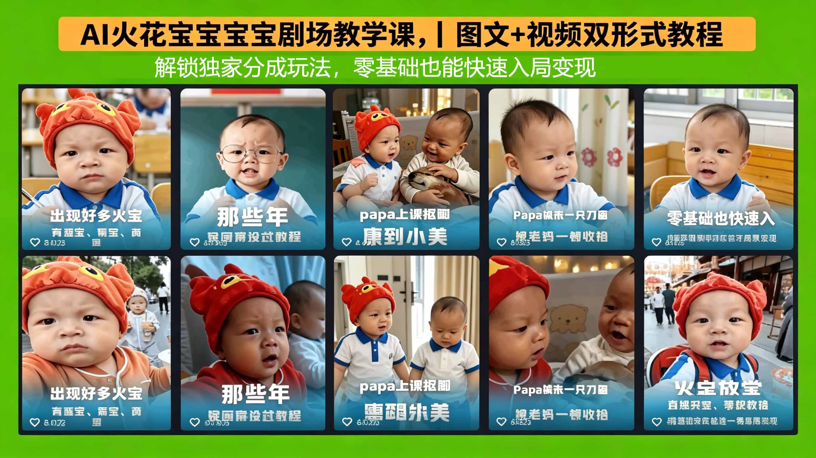 AI火花宝宝宝宝剧场教学课，图文+视频双形式教程，解锁独家分成玩法，零基础也能快速入局变现-网赚项目平台