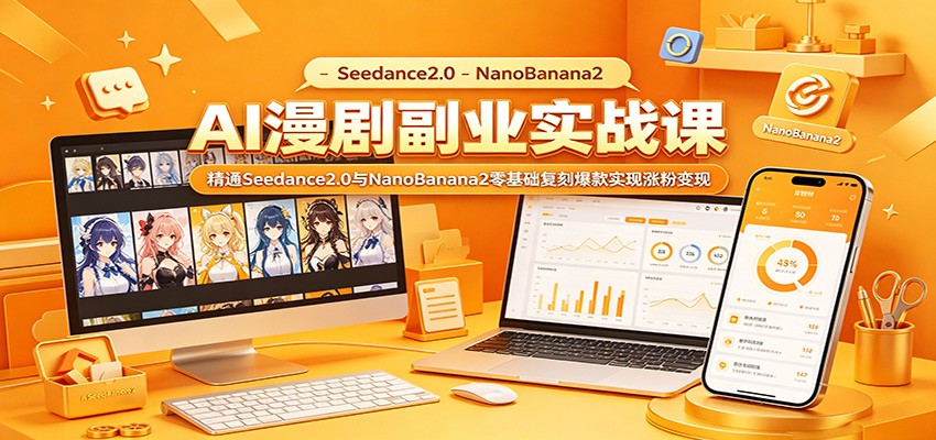 AI漫剧副业实战课:精通Seedance2.0与NanoBanana2零基础复刻爆款实现涨粉变现-网赚项目平台