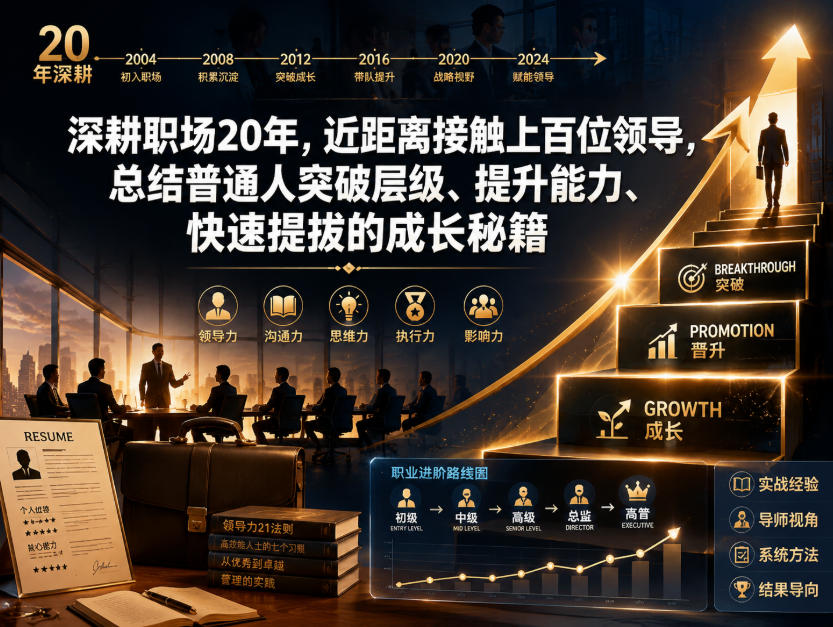 付费文章：深耕职场20年，近距离接触上百位领导，总结普通人突破层级、提升能力、快速提拔的成长秘籍(全网独家干货)-网赚项目平台