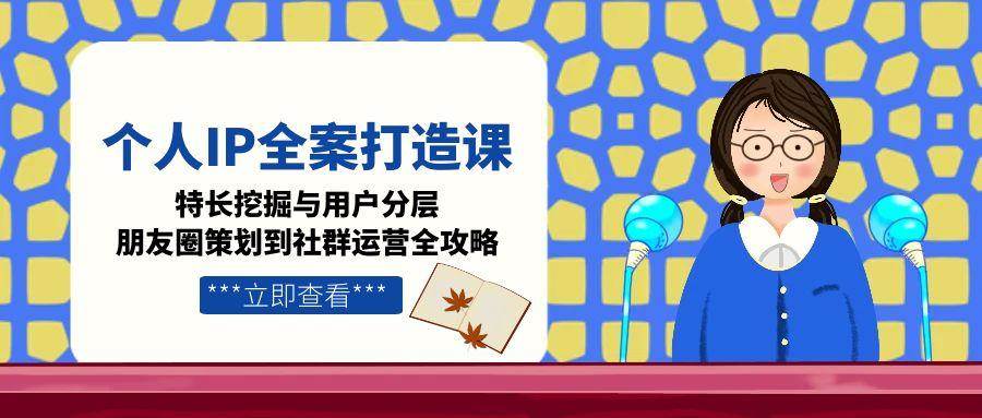 个人IP全案打造课，特长挖掘与用户分层，朋友圈策划到社群运营全攻略-网赚项目平台