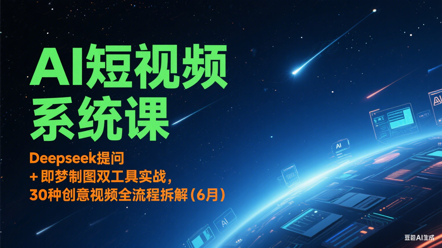 AI短视频系统课：Deepseek提问 + 即梦制图双工具实战，30种创意视频全流程拆解(6月)-网赚项目平台