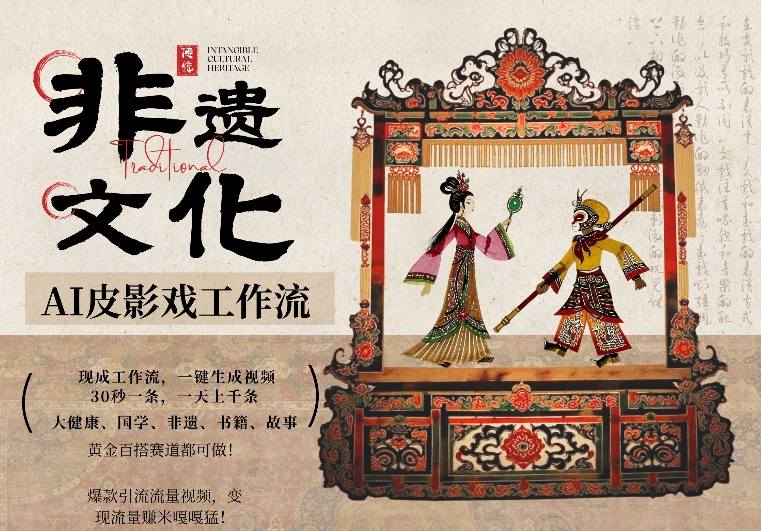 AI一键生成民俗文化非遗皮影戏视频，一刀不剪无需剪辑，30S一条，一天上百条，流量财富嘎嘎猛-网赚项目平台