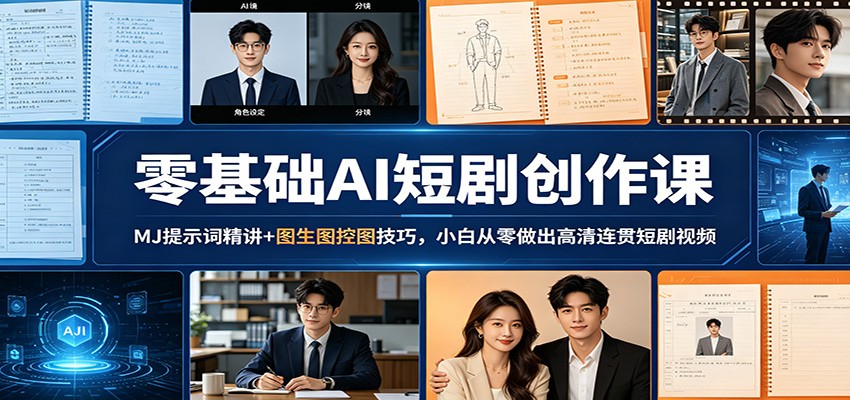 零基础AI短剧创作课：MJ提示词精讲+图生图控图技巧，小白从零做出高清连贯短剧视频-网赚项目平台