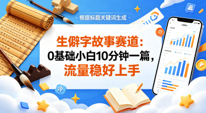 公众号流量主——生僻字故事赛道，流量稳，好上手，0基础小白也能10分钟一篇-网赚项目平台