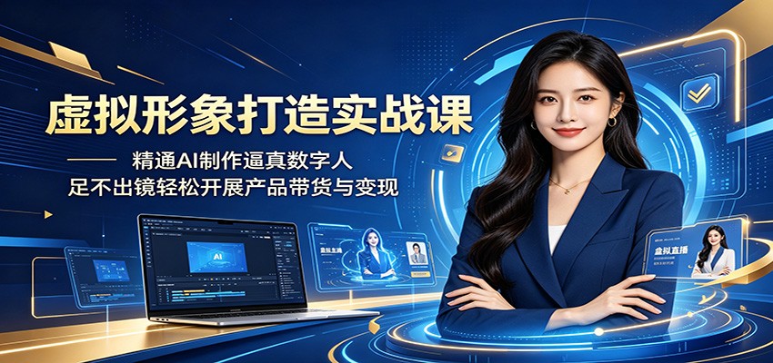 虚拟形象打造实战课:精通AI制作逼真数字人,足不出镜轻松开展产品带货与变现-网赚项目平台
