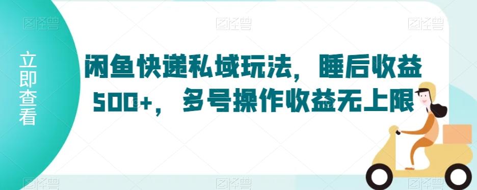 闲鱼快递私域玩法，睡后收益500+，多号操作收益无上限【揭秘】-网赚项目平台