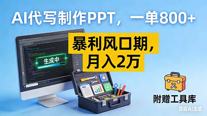 AI代写制作PPT，一单800+， 暴利风口期，月入2万【附工具】-网赚项目平台