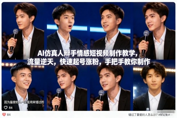 AI仿真人辩手情感短视频制作教学，流量逆天，快速起号涨粉，手把手教你制作-网赚项目平台