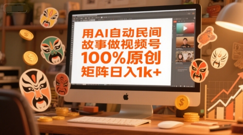 用AI自动民间故事做视频号，100%原创，矩阵日入1k+-网赚项目平台