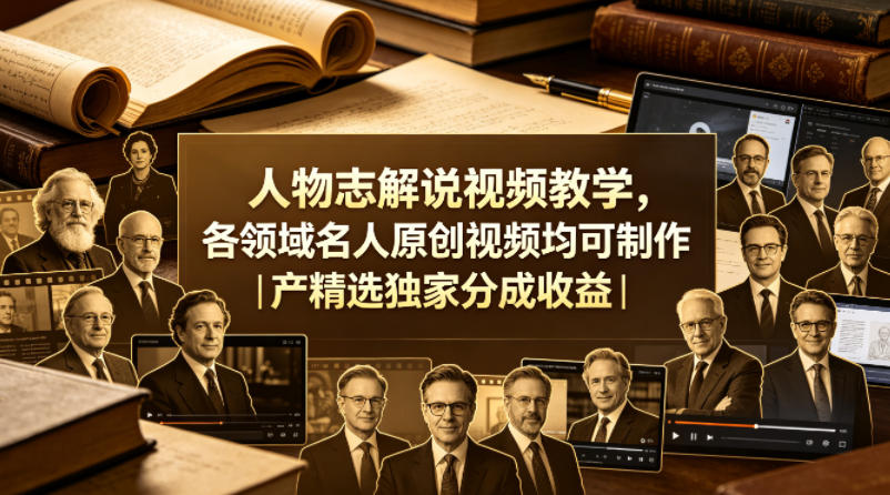人物志解说视频教学，各领域名人原创视频均可制作丨精选独家分成收益(更新0430)-网赚项目平台