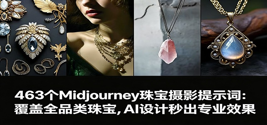 463个Midjourney珠宝摄影提示词:覆盖全品类珠宝,AI设计秒出专业效果-网赚项目平台