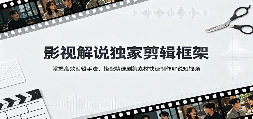 影视解说独家剪辑框架：掌握高效剪辑手法，搭配精选剧集素材快速制作解说短视频-网赚项目平台