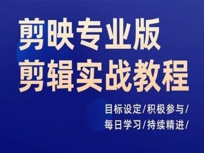 剪映专业版剪辑实战教程，目标设定/积极参与/每日学习/持续精进-网赚项目平台