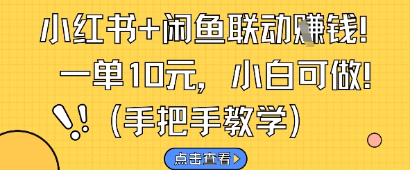 小红书+闲鱼联动挣钱，一单10元，小白可做-网赚项目平台
