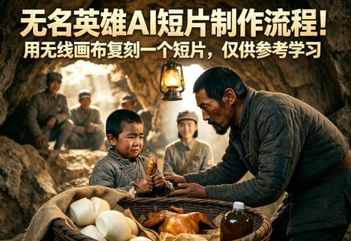 无名英雄AI短片制作流程！用无线画布复刻一个短片，仅供参考学习-网赚项目平台