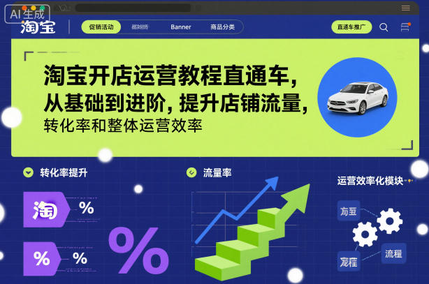 淘宝开店运营教程直通车，从基础到进阶，提升店铺流量，转化率和整体运营效率(更新26年07月11日)-网赚项目平台