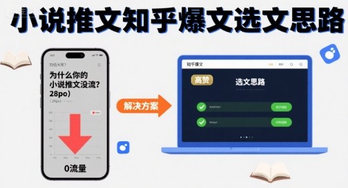 为什么你的小说推文没流量？小说推文知乎爆文选文思路-网赚项目平台