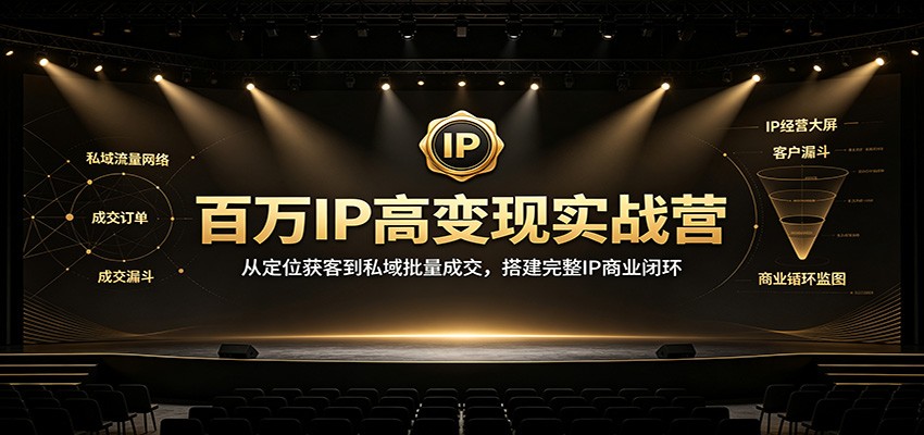 百万IP高变现实战营：从定位获客到私域批量成交，搭建完整IP商业闭环-网赚项目平台