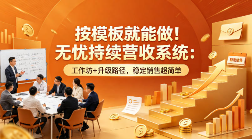 按模板就能做！无忧持续营收系统：工作坊+升级路径，稳定销售超简单【原创双语字幕】-网赚项目平台