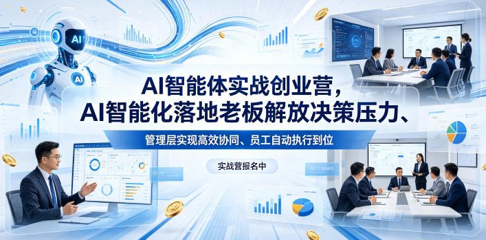 AI智能体实战创业营26年4月23-25号线下课，AI智能化落地老板解放决策压力、管理层实现高效协同、员工自动执行到位-网赚项目平台