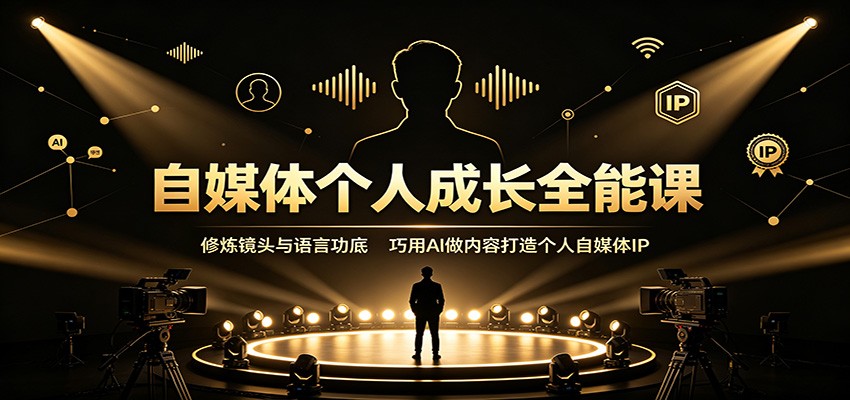 自媒体个人成长全能课：修炼镜头与语言功底，巧用AI做内容打造个人自媒体IP-网赚项目平台