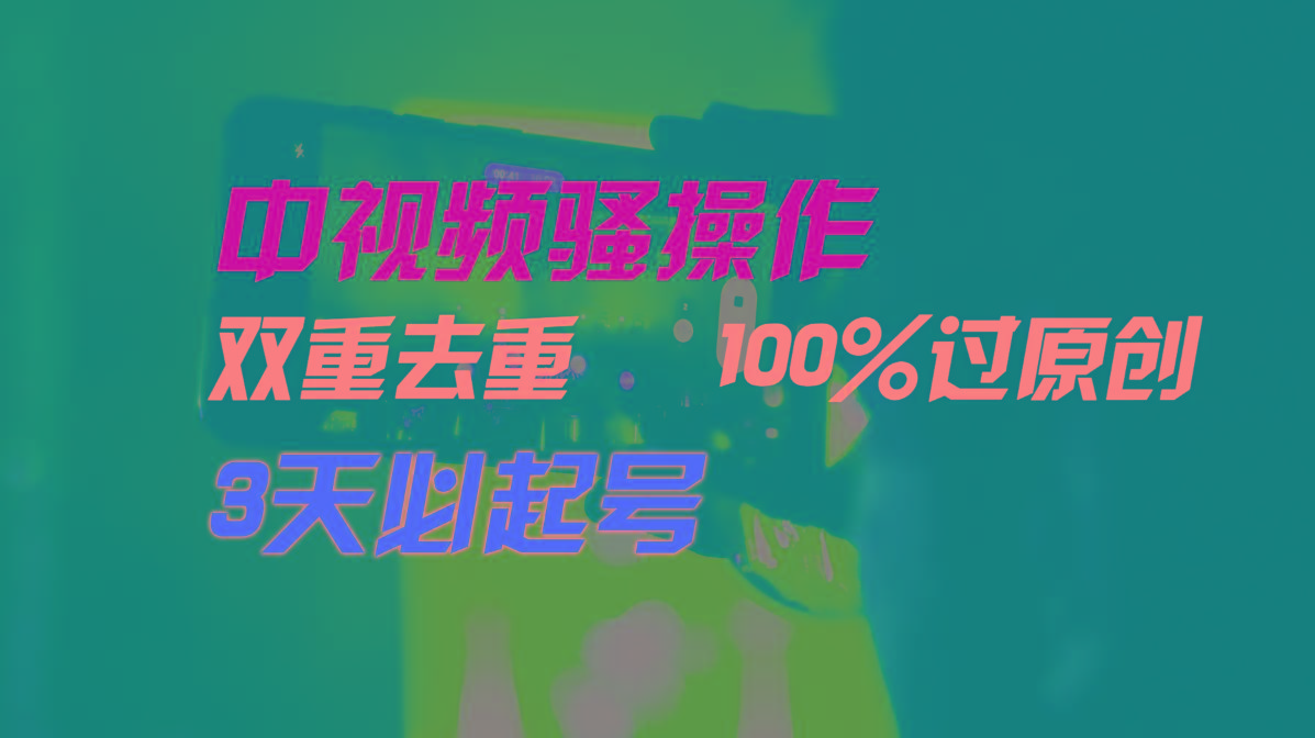 中视频骚操作，双重去重100%过原创，3天比必起号，简单无脑，月入3W+-网赚项目平台