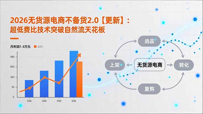 2026无货源电商不备货2.0【更新】：超低费比技术突破自然流天花板，单店月利润1-3万元-网赚项目平台