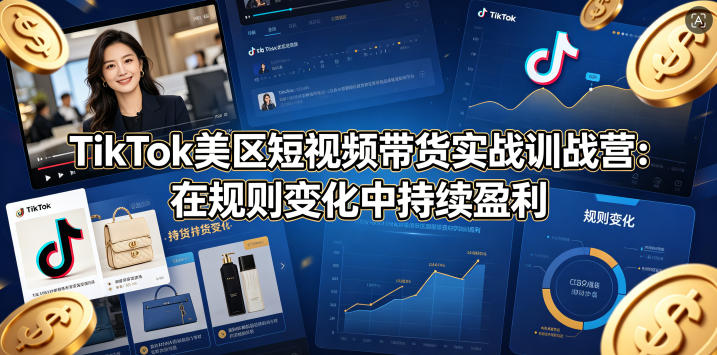 TikTok美区短视频带货实战训战营：在规则变化中持续盈利-网赚项目平台