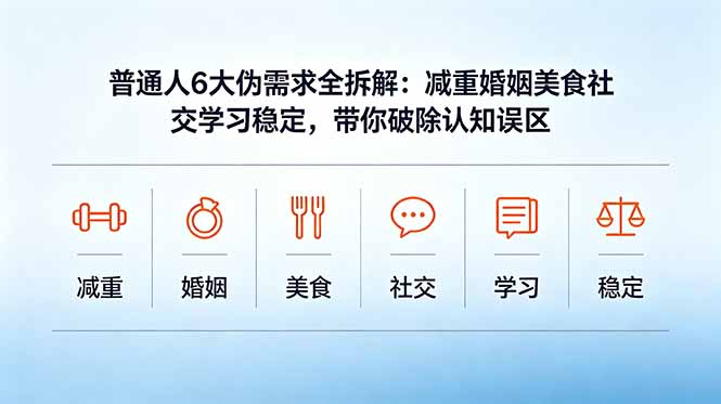 付费文章：普通人6大伪需求全拆解：减重婚姻美食社交学习稳定，带你破除认知误区-网赚项目平台