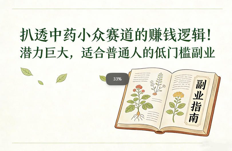 扒透中药小众赛道的賺米逻辑，潜力巨大，适合普通人的低门槛副业-网赚项目平台